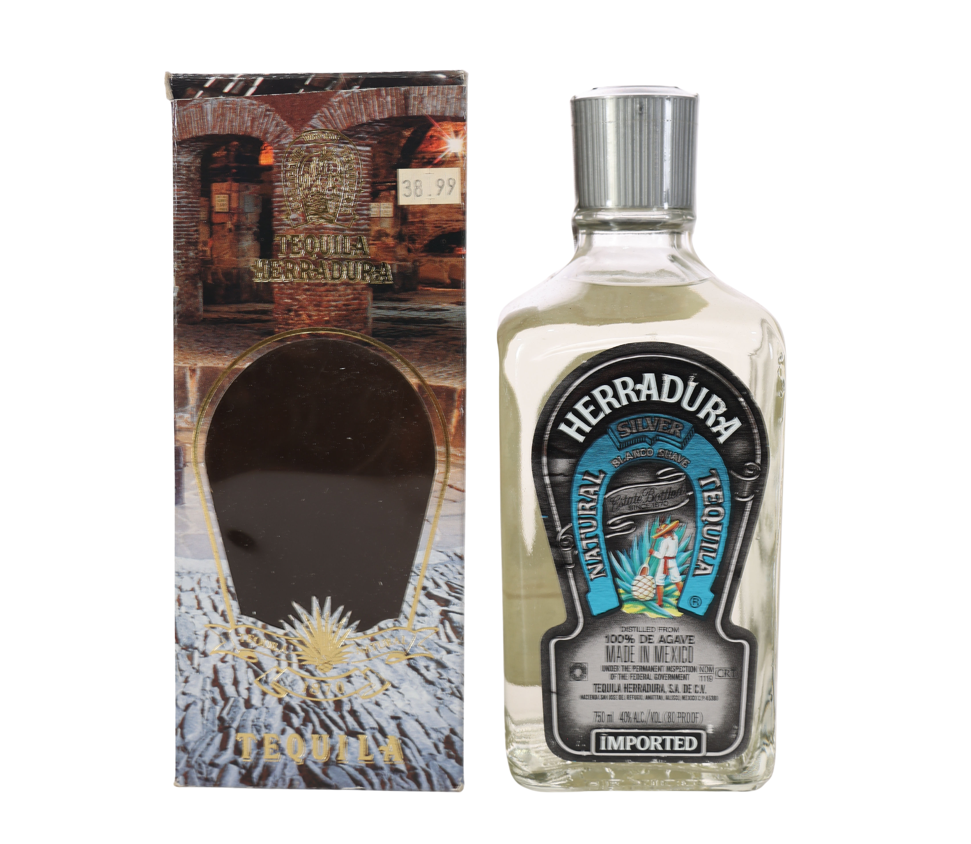 Tequila Herradura Silver 1990s Vintage Collectible Bottle 750ml